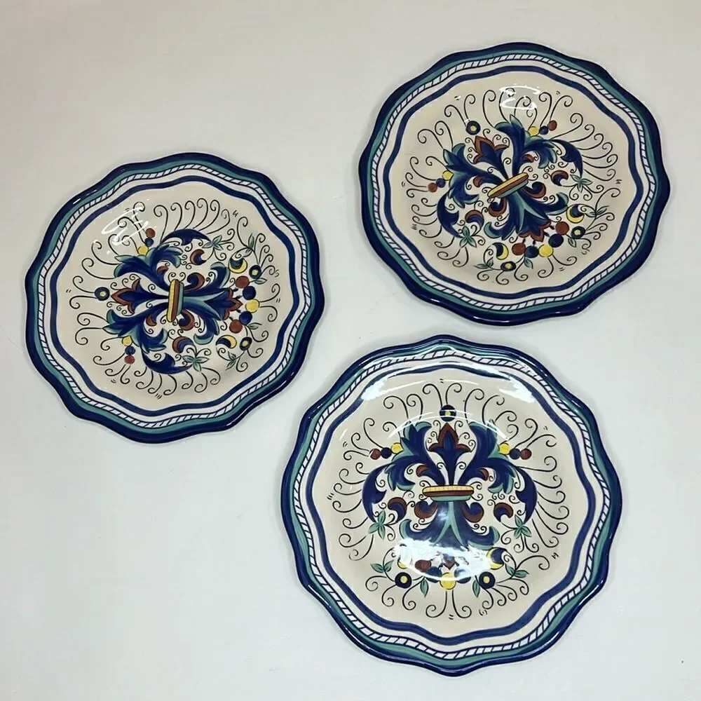 Pier One Imports Salad plates San Marino Handcrafted Earthenware 8 1/2 In Set 3
